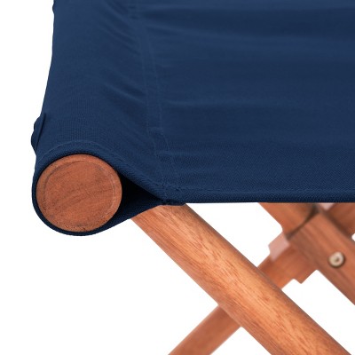 Breanne 17'' Brown and Navy Eucalyptus Folding Stools, Set of 2