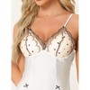 cheibear Women's Lingerie Babydoll Satin Mesh Inset Sweet Nightgown Mini Chemise Dress - 4 of 4
