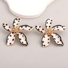 Flower Stud Earrings Polka Dot Flower Floral Earrings Cute Polka Dot Pattern Elegant Dangle Earrings for Women - 3 of 4