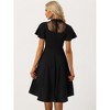 Allegra K Women's Lace Mesh Short Sleeve Ruffle Neck High Low Gothic Dress - 3 of 4