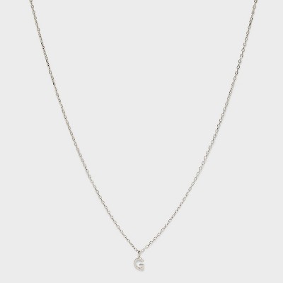 Sterling Silver Small Polished Initial Pendant Necklace - A New Day™ Silver