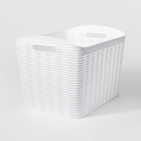 Large Round Woven Plastic Storage Basket White/Gray - Brightroom™