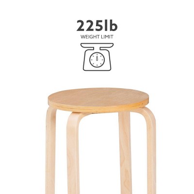 Set of 4 Natural Finish Bentwood Stackable Stools