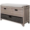 YOOCOZZ Solid Wood Fully Assembled Storage Shoe Bench with Removable Cushion,Removable Basket and 2 Drawers - 3 of 4