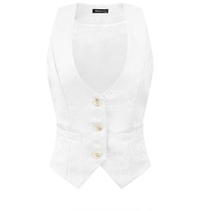 INSPIRE CHIC Women's Vintage Waistcoat Button Up Steampunk Jacquard Sleeveless Suit Vest - 1 of 4