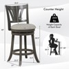 Costway 26.5'' Swivel Bar Stool Counter Height with Curved Backrest & Rubber Wood Legs - 3 of 4