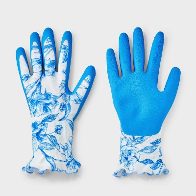 Floral Print Pull-On Gloves - A New Day™ Blue S/M