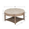 PAGED 2 Tier Round Tufted Ottoman with Storage, Large WaterProof Ottoman Coffee Table, Linen-Polyester Upholstered Farmhouse Ottoman Table - 3 of 4