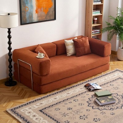 2-in-1 Memory Foam Sofa Bed - Modular Convertible Design, for Living Room, Bedroom and Apartment,No Assembly Required,Dark Grey