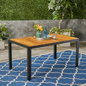 NicBex 35.5" Outdoor Dining Table,Rectangular  Patio Table with Acacia Wood Top for 3-4 Person,Outdoor Furniture,Teak - 1 of 4