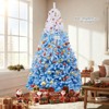 Costway 8 FT Artificial Christmas Tree with 470 Warm White LED Lights, 8 Lighting Modes & Folding Metal Stand White & Blue - 3 of 4