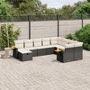 vidaXL 10 Piece Patio Sofa Set with Cushions Black and Cream Poly Rattan - 2 of 4