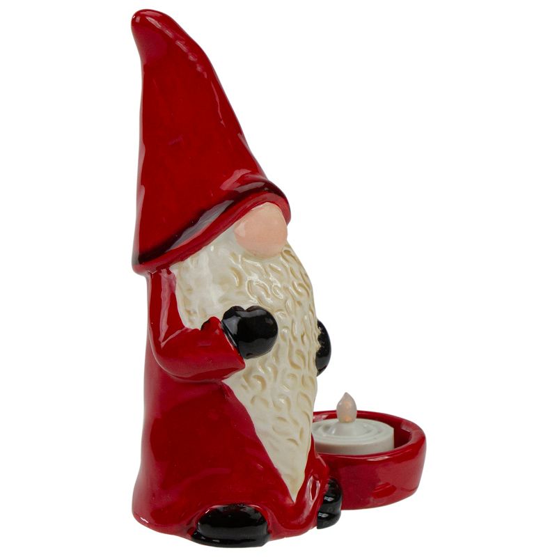 Northlight 7" Red and Black Gnome Tea Light Christmas Candle Holder, 4 of 6