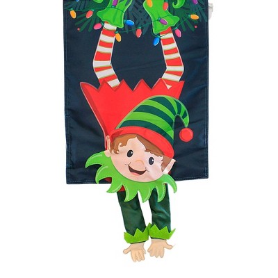 18.0 Inch Elf Kicking Garden Flag Christmas Sound Activated Garden Flags