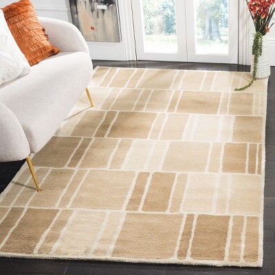 Camel and Ivory Geometric Tufted Wool Area Rug 8' x 10'