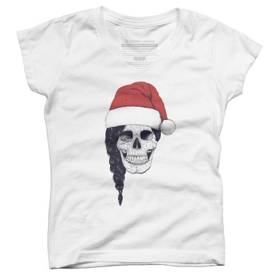 Girl's Design By Humans Christmas skull By kodamorkovkart T-Shirt