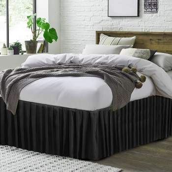PiccoCasa Polyester Microfiber Pleated Dust Ruffle 14" Drop Bed Skirt 1 Pc
