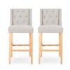 31" Fabric Wingback Counter Stools Set of 2 with Button-Tufted Back, Nailhead Accents, and Rubberwood Frame for Kitchen Island - 2 of 4