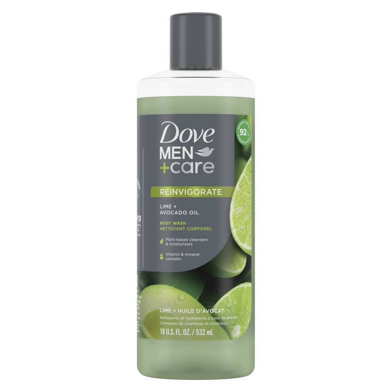 Dove Men+Care Reinvigorating Lime + Avocado Plant Based Hydrating Body Wash - 18 fl oz, 3 of 11