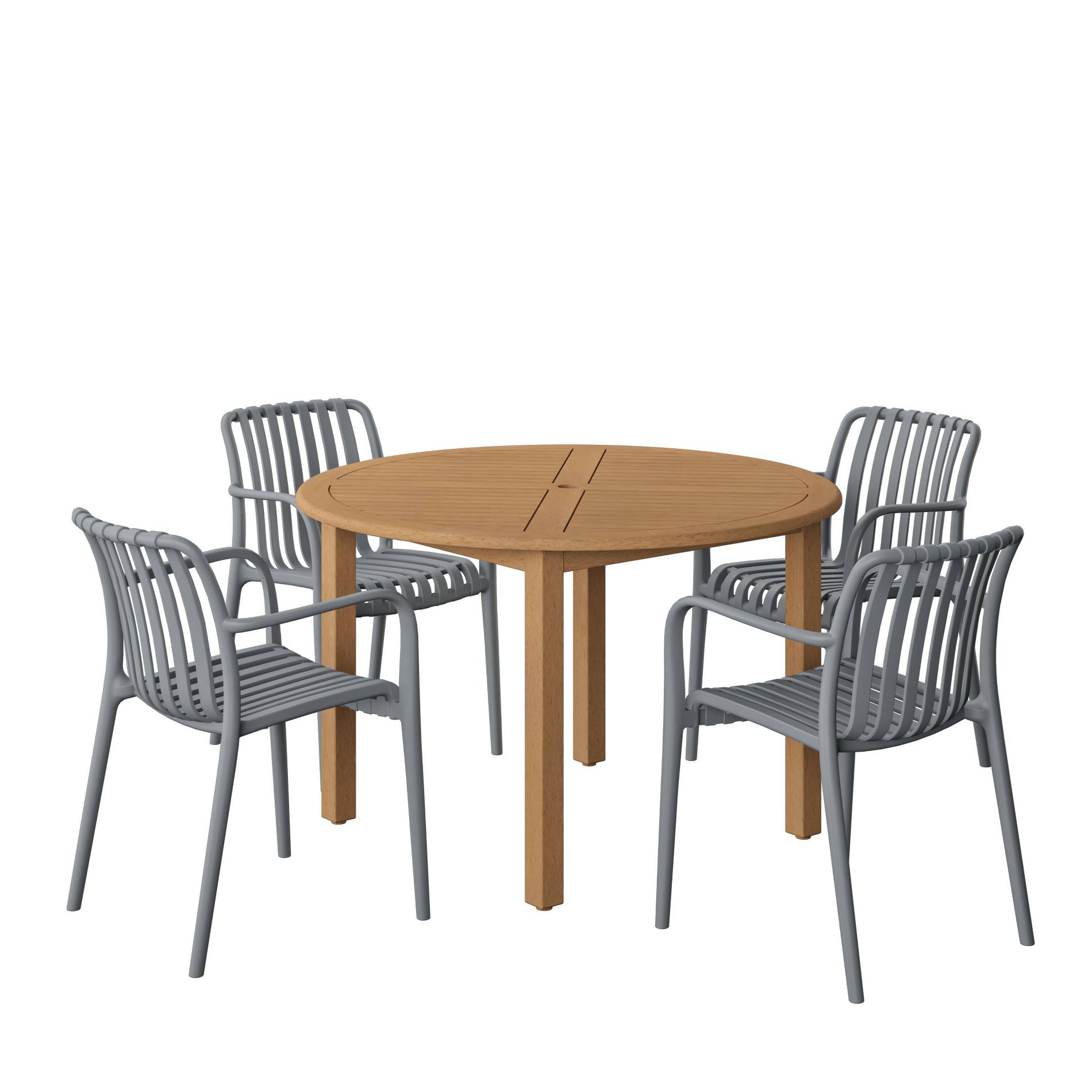 Amazonia Beijo 5pc Round Outdoor Patio Dining Set Gray