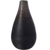 Uniquewise 6 Inch Modern Decorative Ceramic Table Vase Ripped Design Tear Drop Shape Flower Holder, Black - 3 of 4