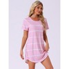 cheibear Women's Round Neck Curve Hem Short Sleeve Sleepshirt Nightgown - 2 of 4