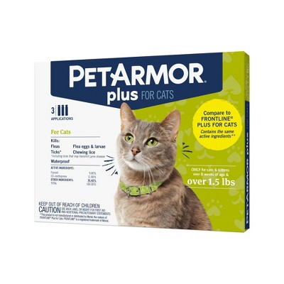 PetArmor Plus Flea and Tick Topical Treatment for Cats - Over 1.5lbs - 3 Month Supply - 0.051 fl oz