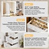 PAKASEPT Vanity Desk with Sliding Mirror and Lights, European Style with Glass Top, 5 Drawers, 2 Hidden Shelves, Charging Station & Stool Set, White - 4 of 4