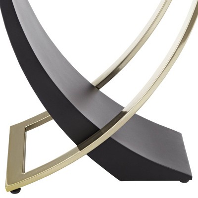 Modern Black and Gold Square Glass Top End Table