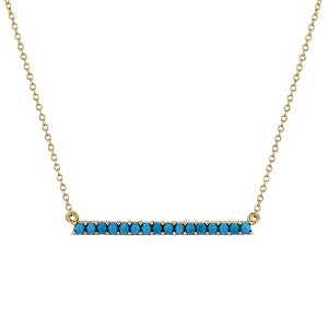 EVERLY JEWELRY | Yellow Plated Sterling Silver 1/2ct TGW Composite Blue Turquoise Bar Necklace, 18 inc + 2 inc - 1 of 4