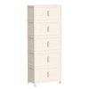 Gulches Cream White Folding Storage Cabinet - 5-Tier Collapsible Organizer with Magnetic Door & Wheels, Plastic Storage Bins for Home/Office - 2 of 4