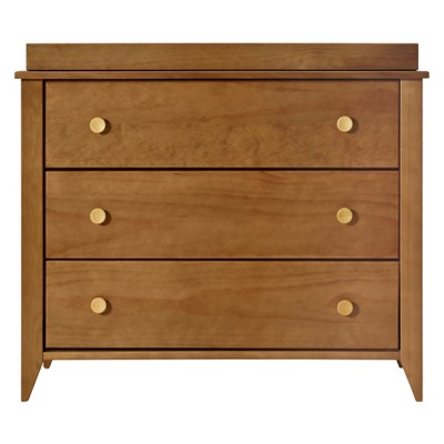Sprout 3-Drawer Mid-Century Modern Changer Dresser in Chestnut/Natural