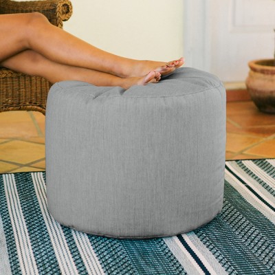 Granite Gray Climate Resistant Outdoor Accent Pouf Ottoman