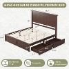 AMERLIFE Solid Wood Storage Mid-Century Bed Frame with 50" Headboard, 2 Drawers, No Box Spring Needed, Noise-Free - 2 of 4