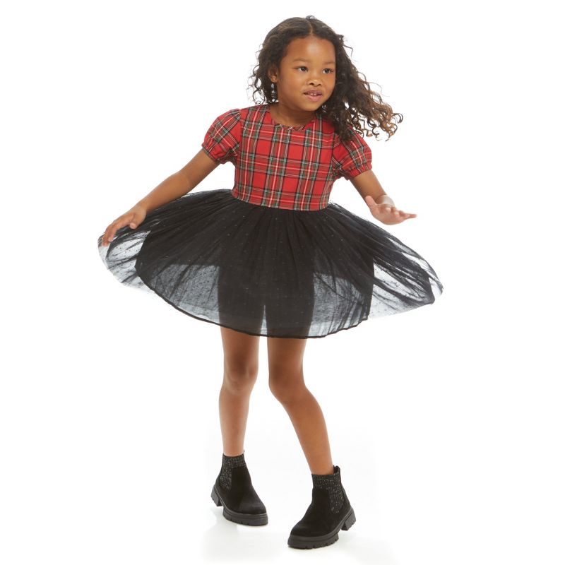 Andy & Evan  Toddler Girls Plaid Holiday Dress, 5 of 6