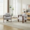 SEYNAR Modern Teddy Upholstered Fabric Round Armchair with pillow Set of 2 - 3 of 4