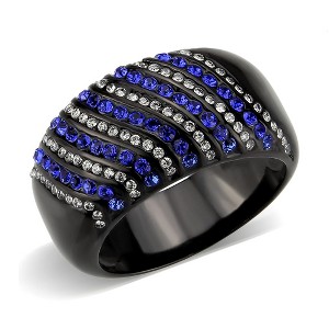 Slickblue Stylish Black Stainless Steel Ring - Blue & Clear CZ, Sizes 5-10, Bold and Modern Design - 1 of 4