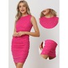 Allegra K Women's Sleeveless Glitter Crew Neck Ruched Star Mesh Bodycon Dresses - 2 of 4