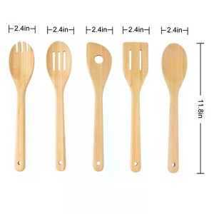 LunaLulinlk 5pk Bamboo Spoons for Cooking, Kitchen Essential Tools Set - 1 of 4