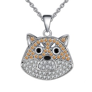 Sandy Shiba Dog Pendant Necklace for Women Sterling Silver Cz Ginger Lyne Collection - 1 of 4
