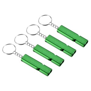 Unique Bargains Aluminum Alloy Camping Hiking Boating Survival Signal Double Tubes Whistles 4 Pcs - 1 of 4