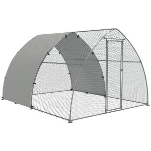PawHut Chicken Run, Large Metal Chicken Coop with Waterproof and Anti-UV Cover, Walk in Poultry Cage Outdoor - 1 of 4