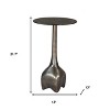 HomeRoots 22" Charcoal Aluminum Round Pedestal End Table - 3 of 4