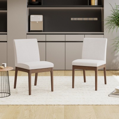 17.5'' Upholstered Dining Chairs Set of 2 with Wood Legs,Contemporary Fabric Accent Chairs for Dining Room-Baofuwish