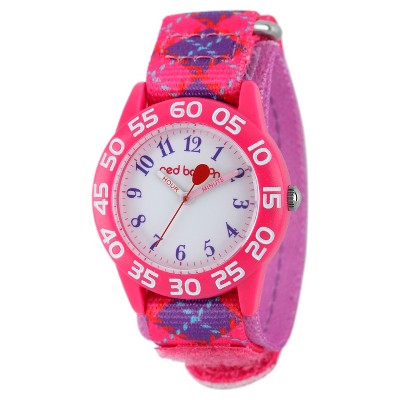 Girls' Red Balloon Pink Plastic Time Teacher Watch - Pink
