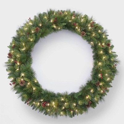 Philips 48in Pine Cones & Berries Pre-lit LED Warm White Light Artificial Christmas Wreath