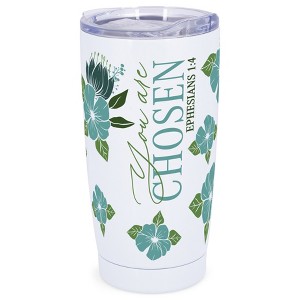 Elanze Designs 20 oz Stainless Steel On the Go Insulated Travel Tumbler With Push Top Lid, You Are Chosen White - 1 of 4