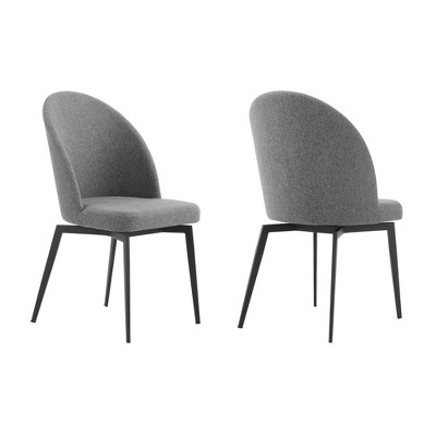 Set of 2 Sunny Swivel Fabric and Metal Dining Chairs Gray - Armen Living