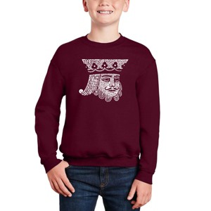 LA Pop Art King Of Spades - Boy's Word Art Crewneck Sweatshirt - 1 of 3