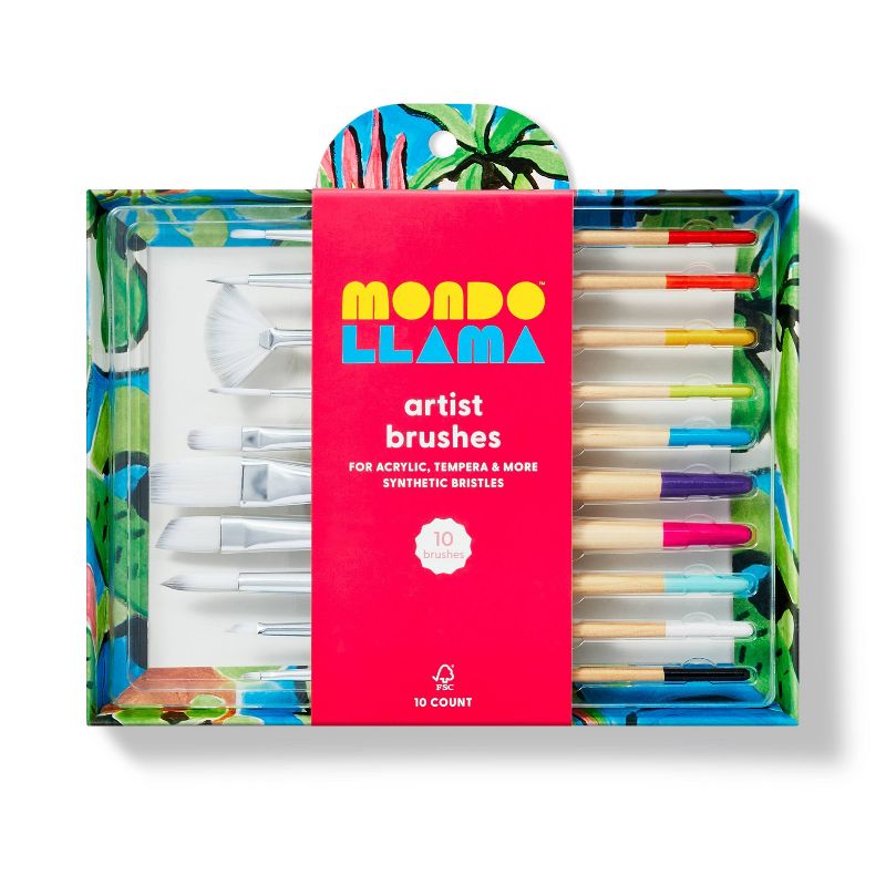 10pc Artist Paintbrush Set - Mondo Llama&#8482;, 1 of 8